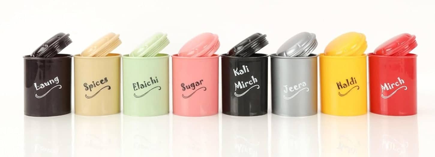 analog kichenware Tea/Masala/Condiment Plastic Multicolor Spice Container ( Set of 8 )