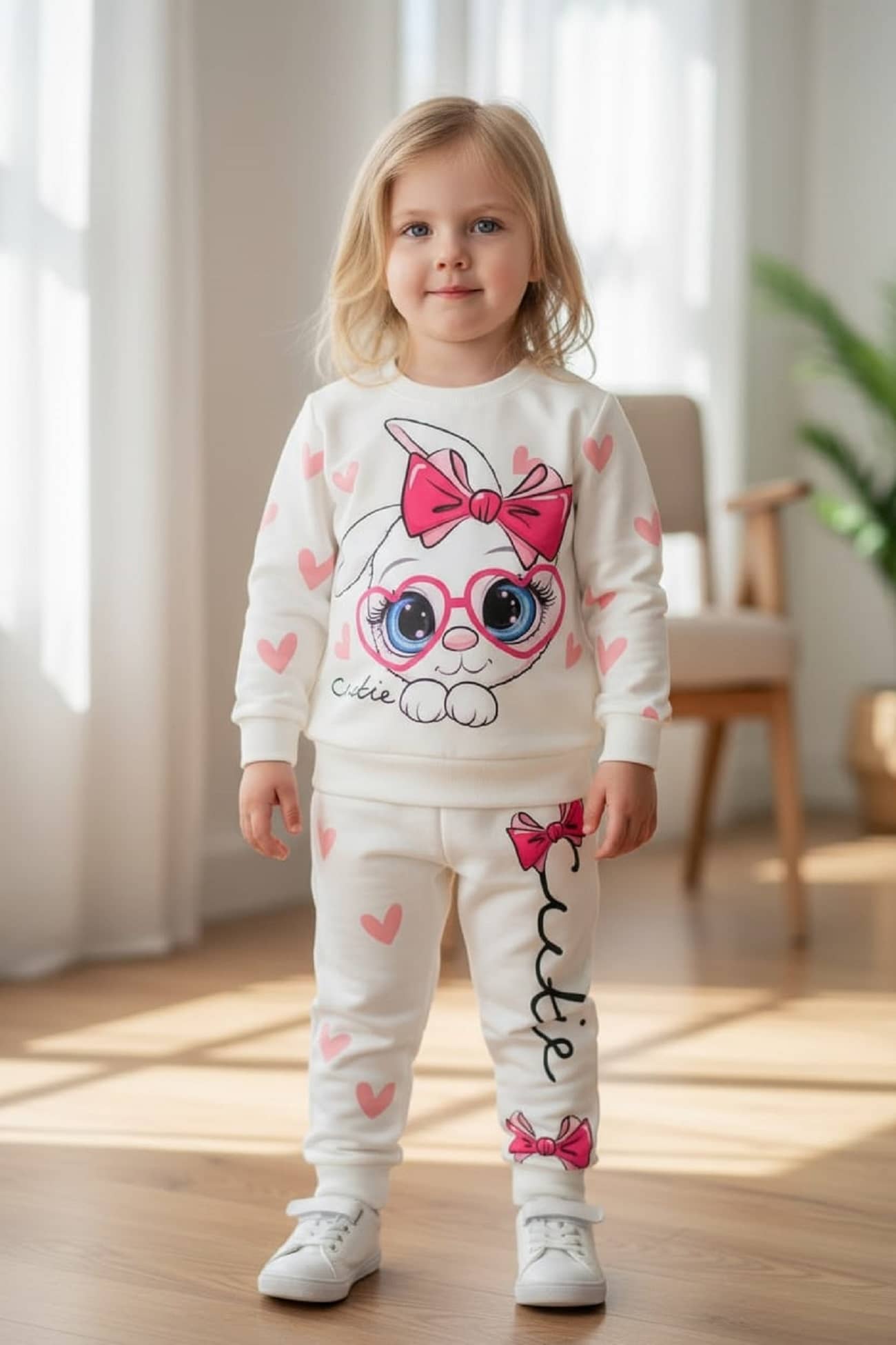 mullickthedeisgner Pack of 1 Baby Girls 100% Cotton T-shirt & Pants ( White )