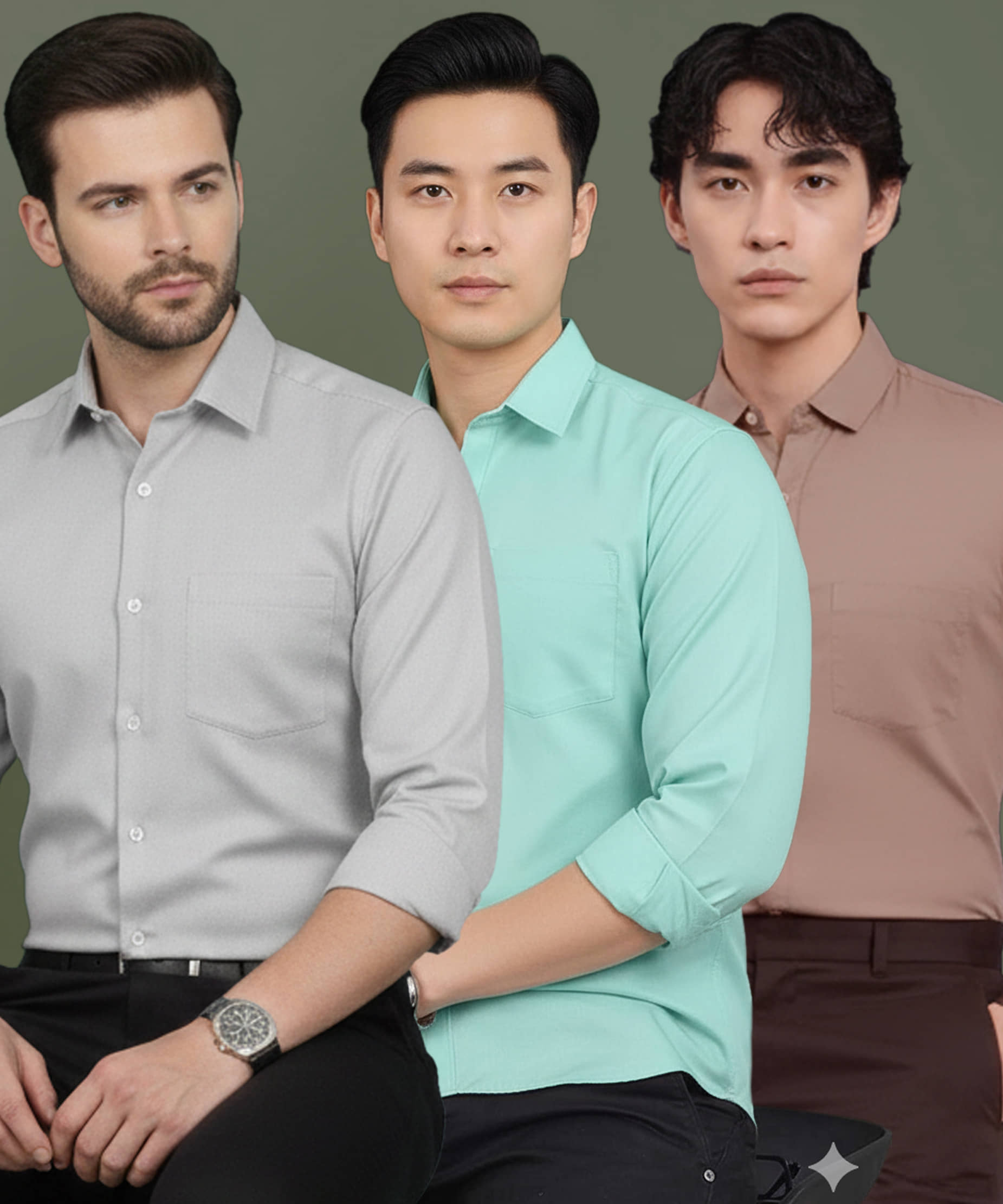 ALY JOHN 100% Cotton Regular Fit Solids Full Sleeves Men's Casual Shirt - Multicolor 2 ( Pack of 3 )