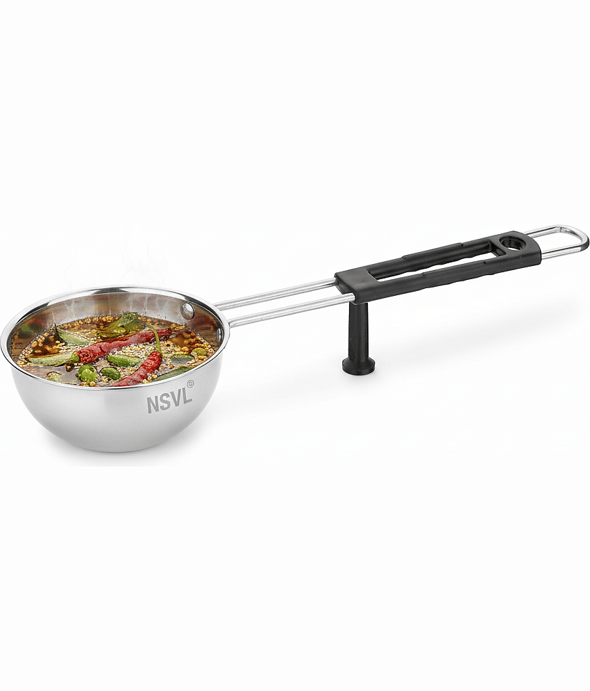 NSVL steeltadka Non Coated Stainless Steel Taper Fry Pan Induction Bottom without Lid 10 cm Diameter 0.5 Ltr - Cookware | Buy online on ZillyBuy