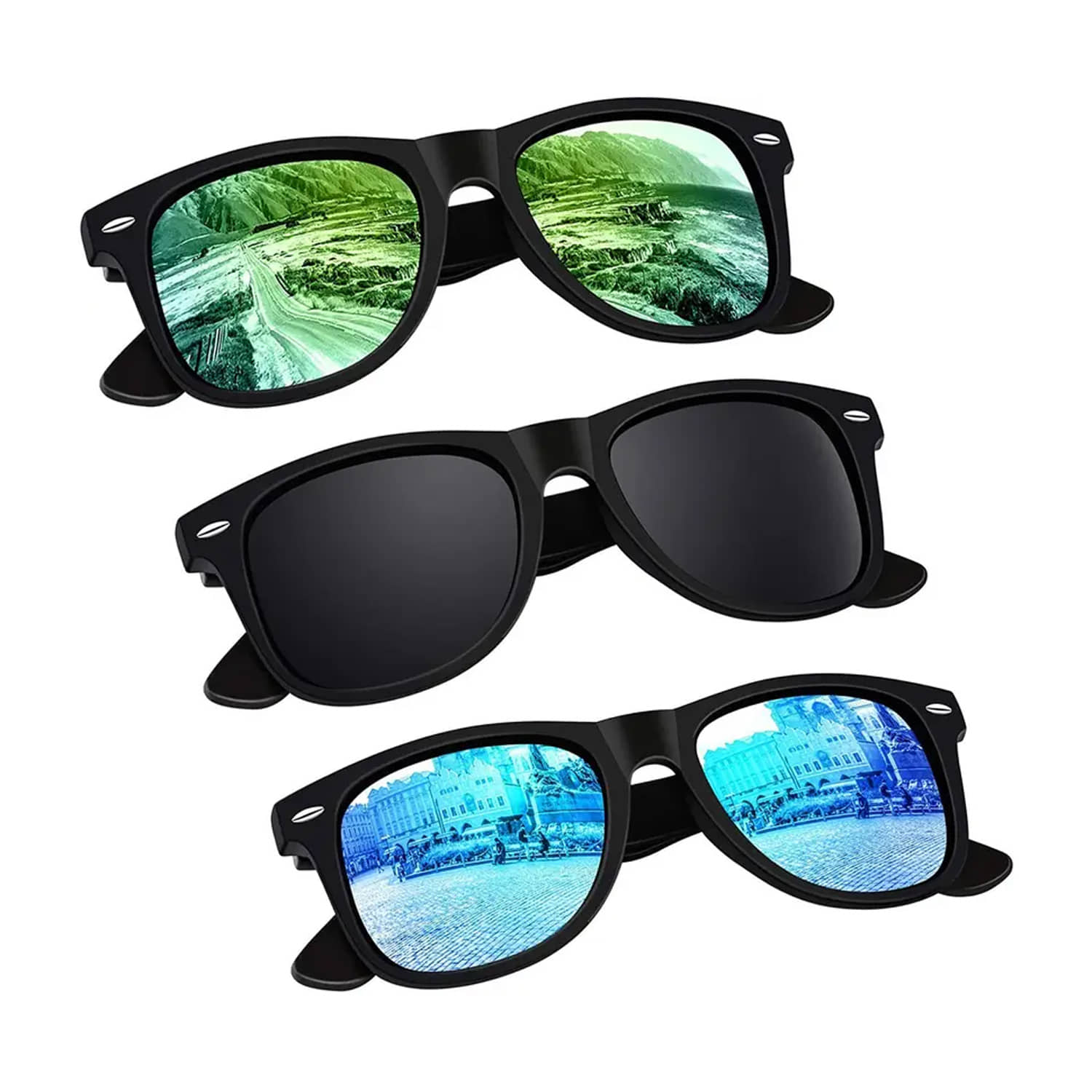 Elligator Black Rectangular Sunglasses ( Pack of 3 ) - Sunglasses | Buy online on ZillyBuy