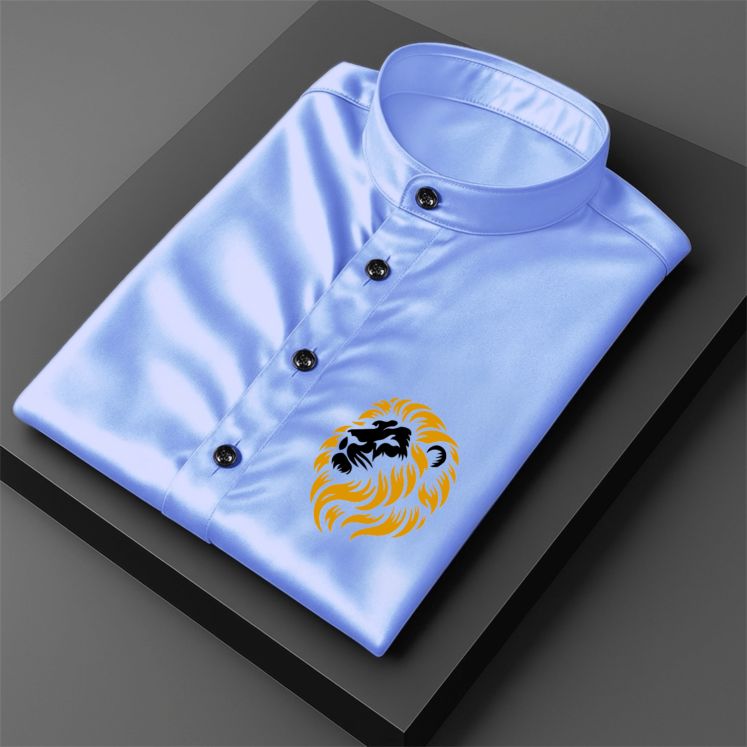 MAN'S SUITUP Satin Regular Fit Printed Full Sleeves Men's Casual Shirt - Light Blue ( Pack of 1 )