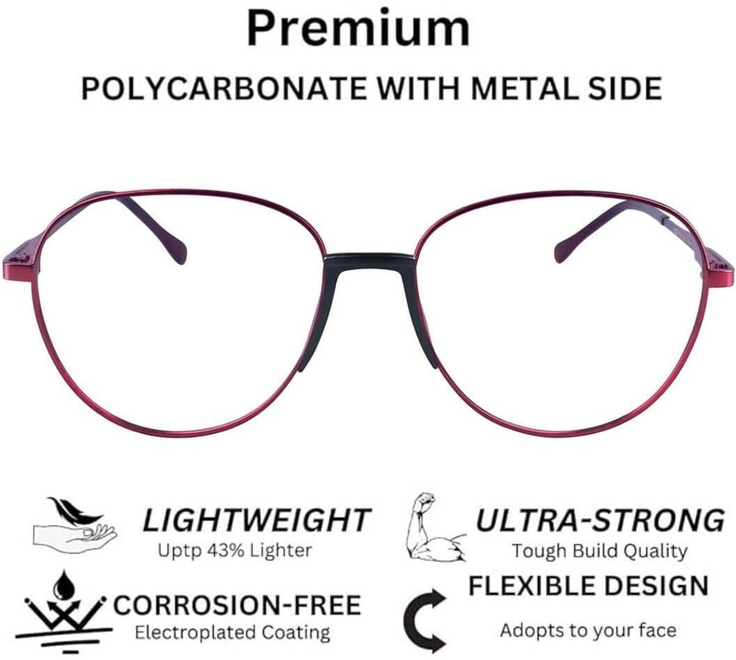 Redex Maroon Oval Eyeglass Frame ( Pack of 1 )