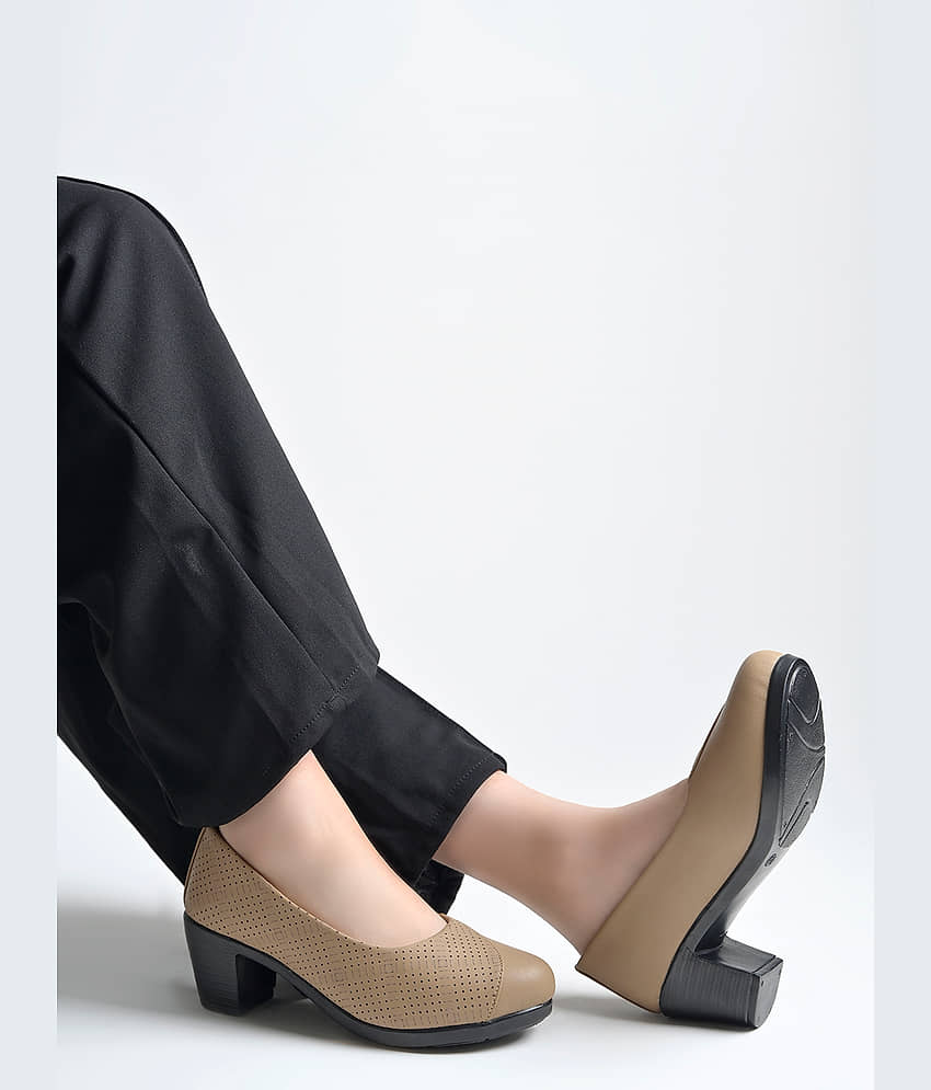 Shoetopia Beige Women's Pumps Heels - Heels | Buy online on ZillyBuy