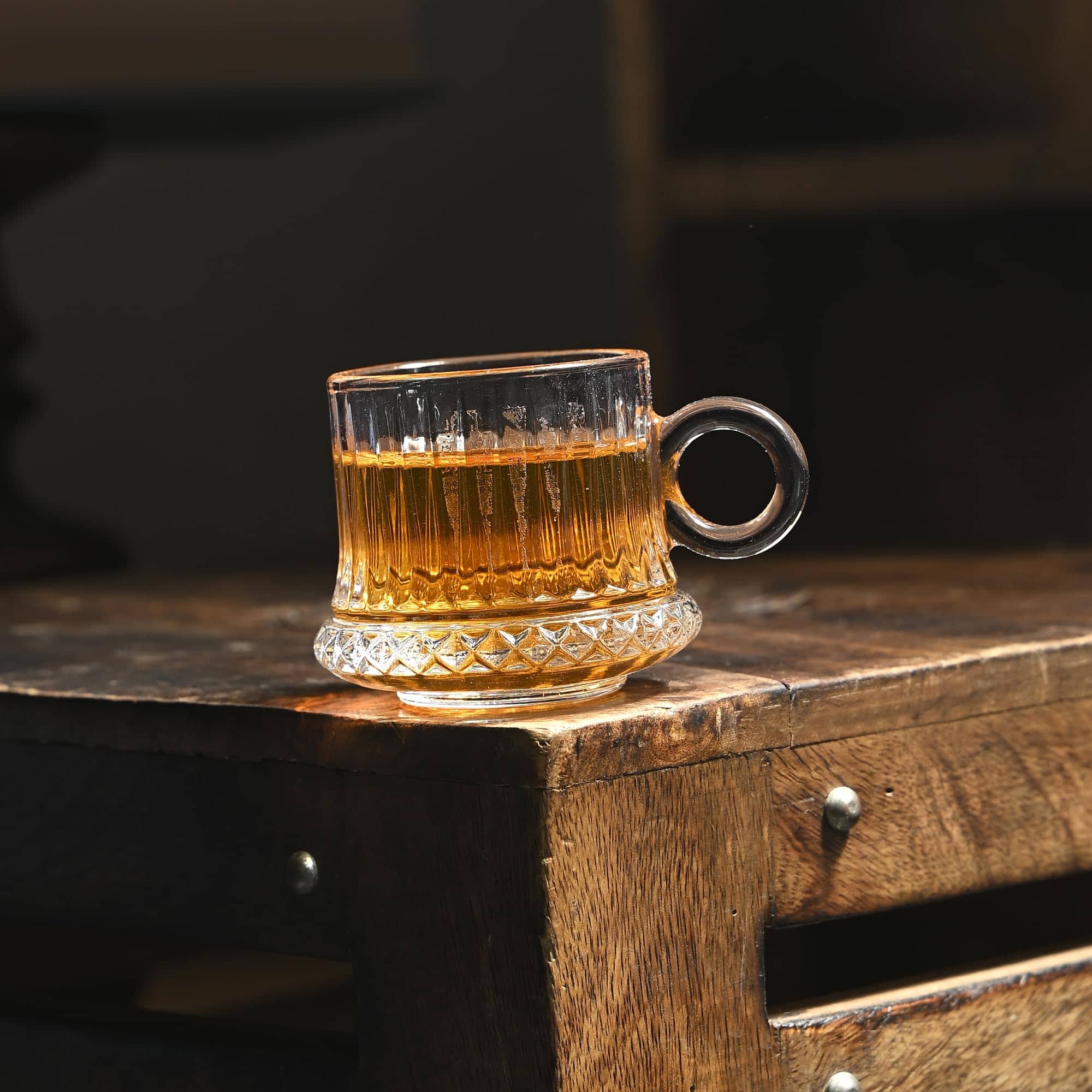 Somil Somil Cup Pack of 1 Textured Glass Tea Cup 100 ml ( Pack of 1 )