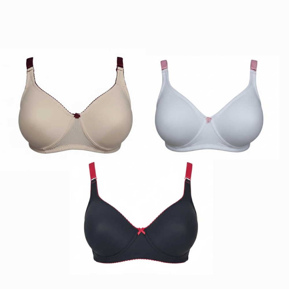 love girl Pack of 3 Cotton Blend Non Padded Everyday Bra For Women ( Black,White,Camel )