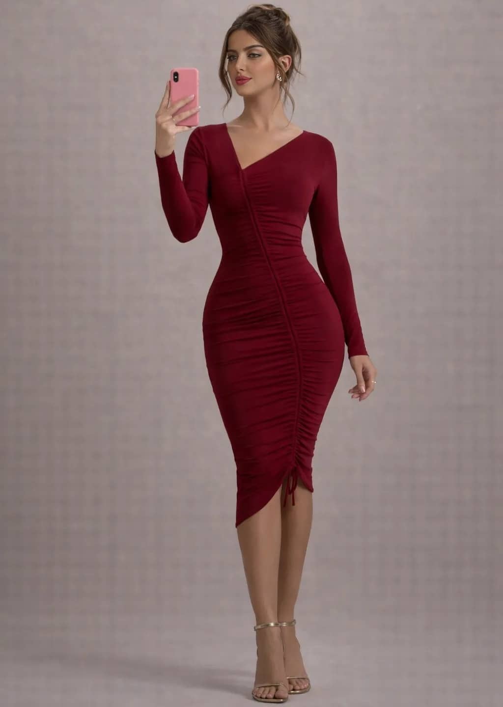 Traquila Women Lycra Bodycon Dress ( Maroon )