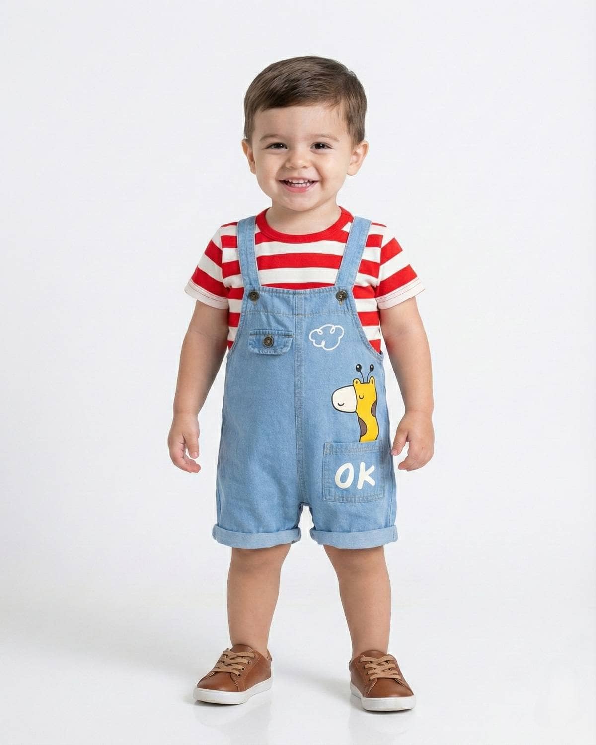 CUTEVIBE Pack of 1 Unisex Cotton Blend T-Shirt & Dungarees Set ( Multicolor )
