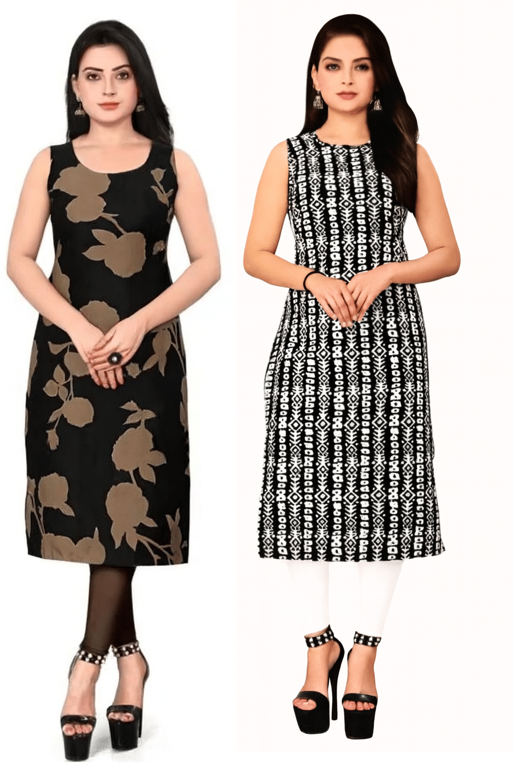 KHODALKRUP CREATION Women Crepe Printed Straight Kurti ( Multicoloured ) - Kurtis, Tunics | Buy online on ZillyBuy