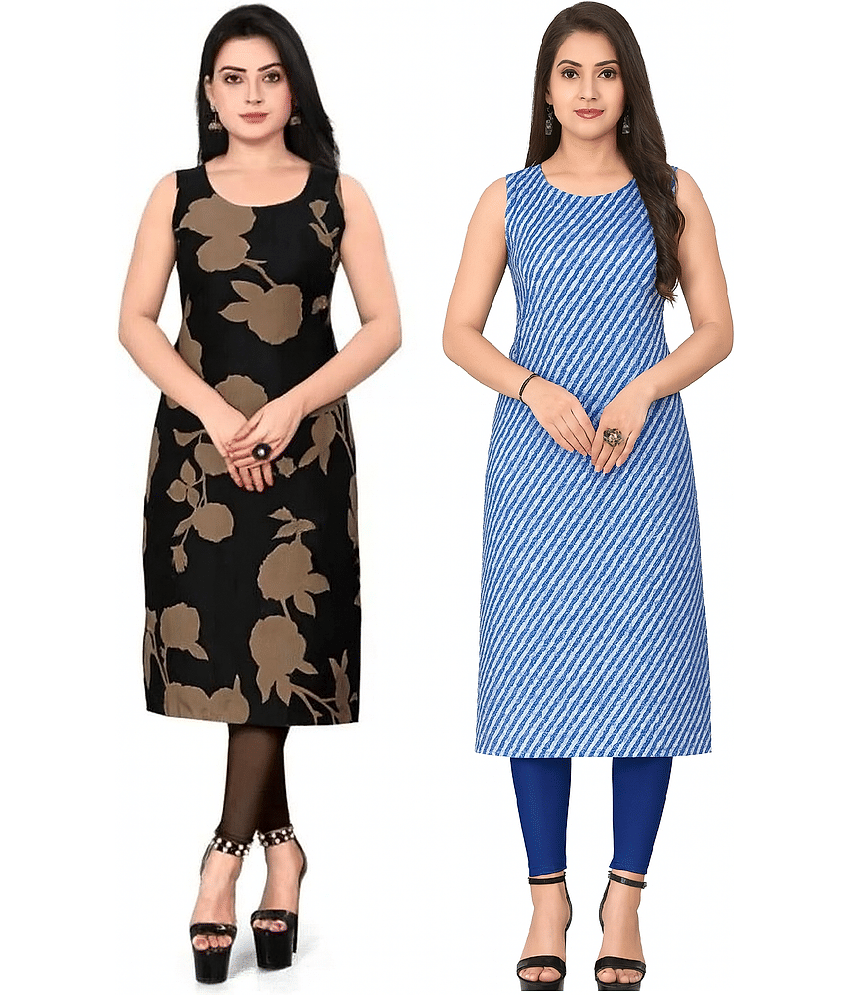 KHODALKRUP CREATION Women Crepe Printed Straight Kurti ( Multicoloured ) - Kurtis, Tunics | Buy online on ZillyBuy