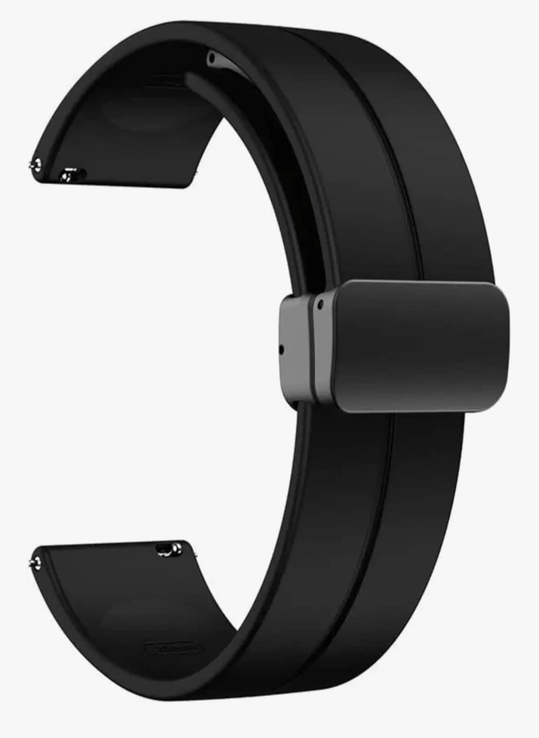 Kriss collection 22mm black silicone magnet lock smart watch strap compatible for all brand smart watches..