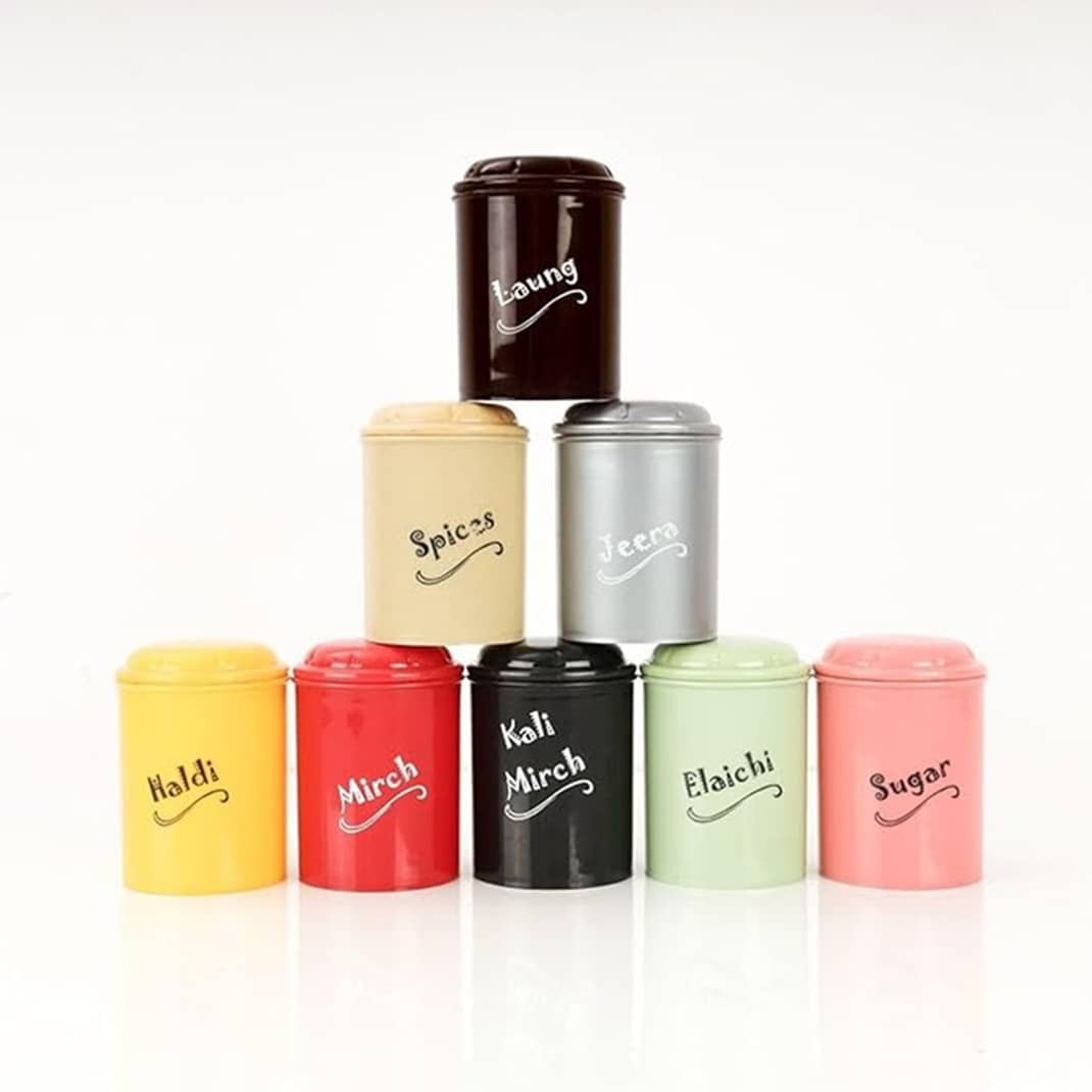 iview kitchenware Tea/Masala/Condiment Plastic Multicolor Spice Container ( Set of 8 )