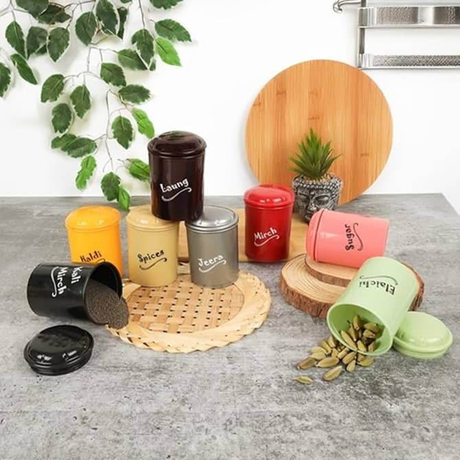 iview kitchenware Tea/Masala/Condiment Plastic Multicolor Spice Container ( Set of 8 )