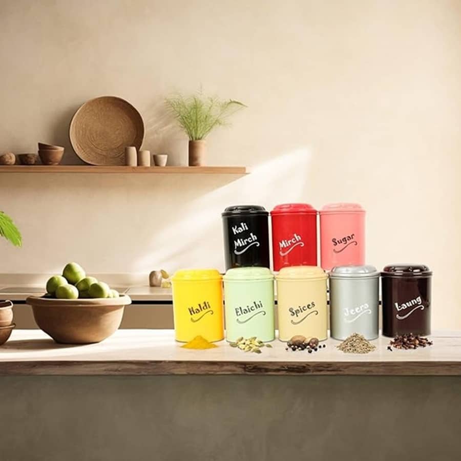 iview kitchenware Tea/Spice/Condiment Plastic Multicolor Spice Container ( Set of 8 )