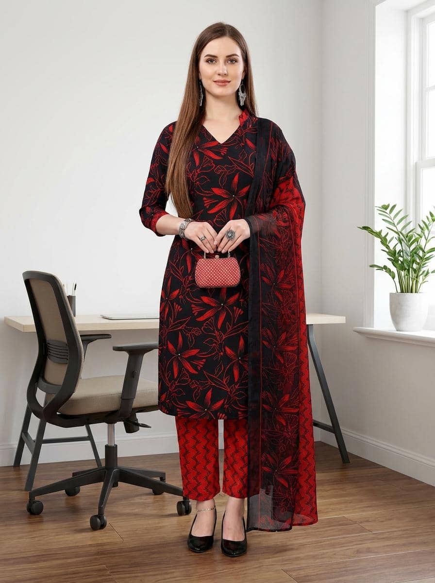 Kashvi Sarees Women's Crepe Unstitched Salwar Suit - Unstitched Fabrics | Buy online on ZillyBuy