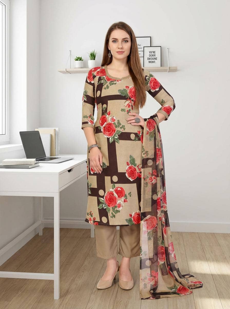Kashvi Sarees Women's Crepe Unstitched Salwar Suit - Unstitched Fabrics | Buy online on ZillyBuy