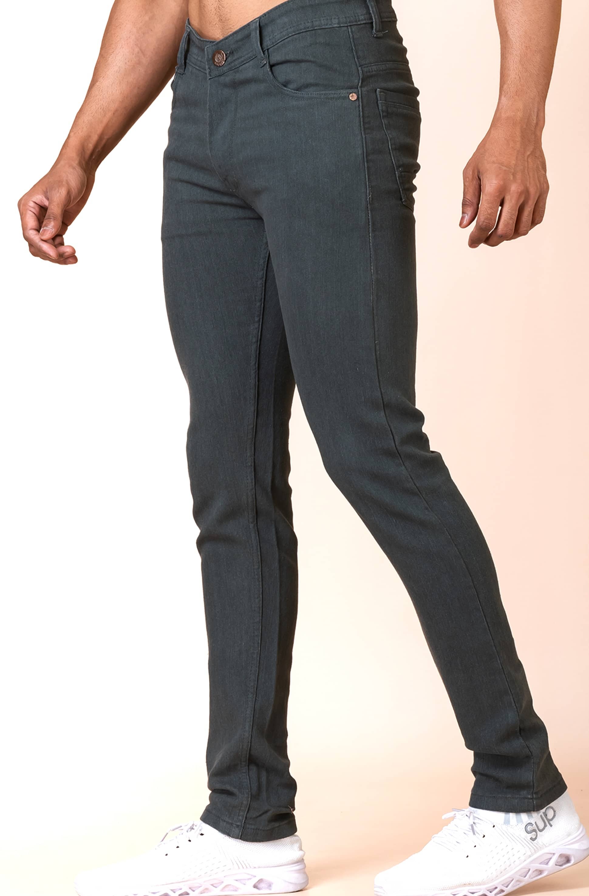 Sindon Regular Fit Solid Men's Jeans - Olive ( Pack of 1 ) - Jeans | Buy online on ZillyBuy