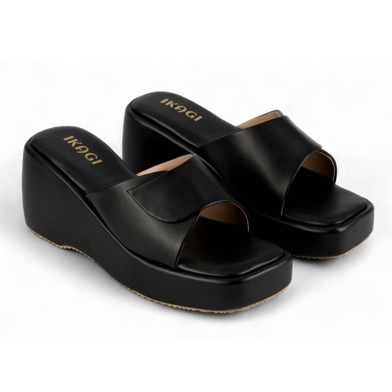 IKAGI Black Women's Slip On Heels - Heels | Buy online on ZillyBuy