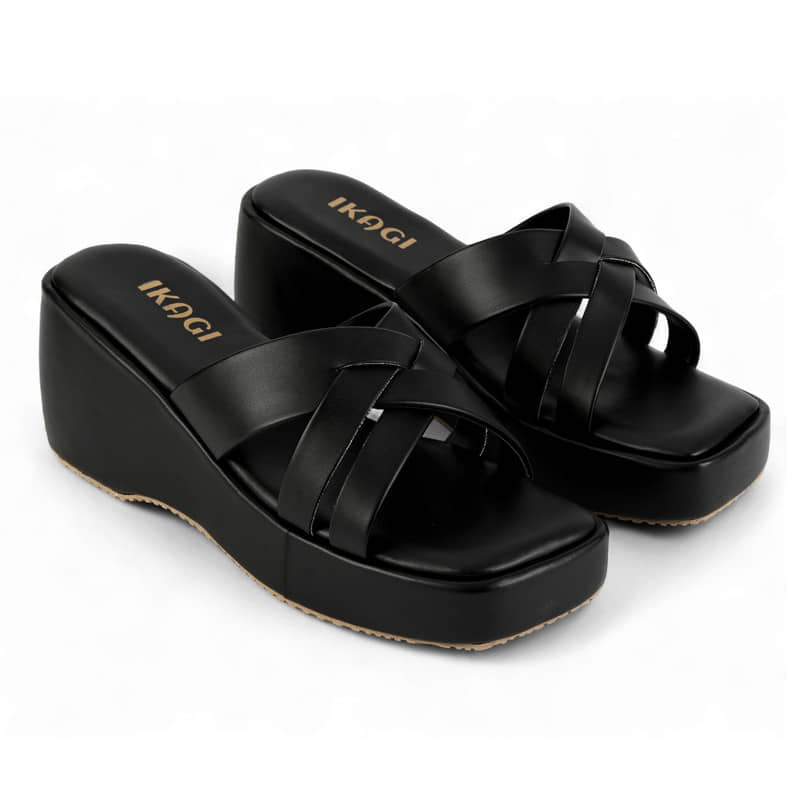 IKAGI Black Women's Slip On Heels - Heels | Buy online on ZillyBuy