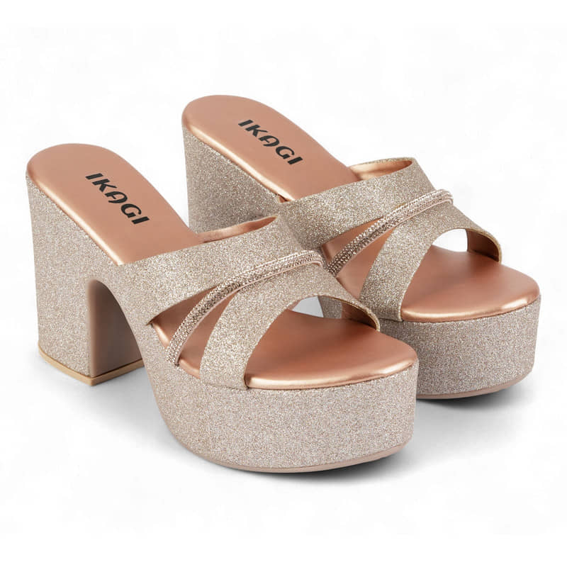 IKAGI Rose Gold Women's Slip On Heels - Heels | Buy online on ZillyBuy