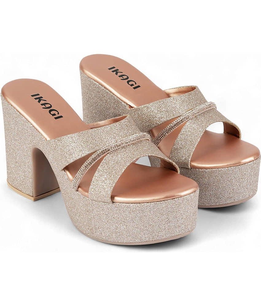IKAGI Rose Gold Women's Slip On Heels - Heels | Buy online on ZillyBuy