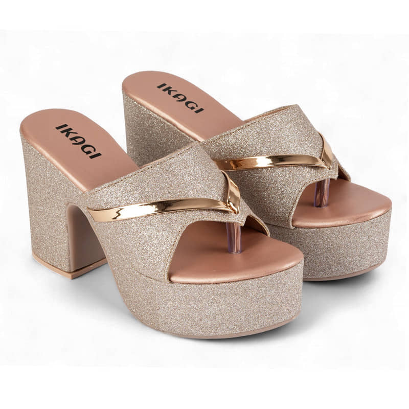 IKAGI Gold Women's Slip On Heels - Heels | Buy online on ZillyBuy