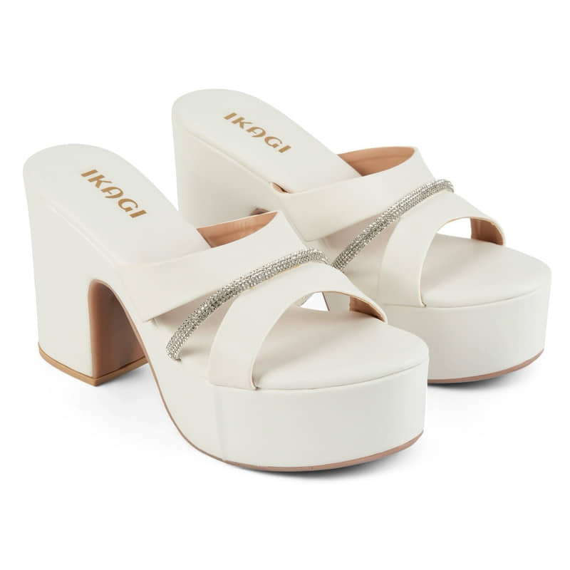 IKAGI White Women's Slip On Heels - Heels | Buy online on ZillyBuy