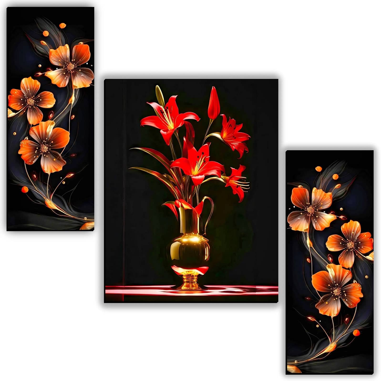 SNDArt Set Of 3 Flower Pots Wall Paintings For Living Room Gift Items 12 x 18 inch