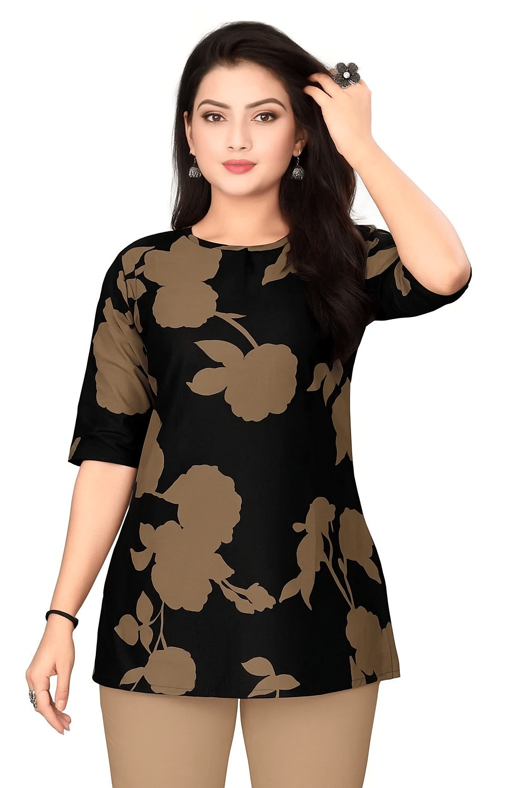 khodalkrupa Creation Women Crepe Printed Straight Kurti ( Multicoloured ) - Kurtis, Tunics | Buy online on ZillyBuy