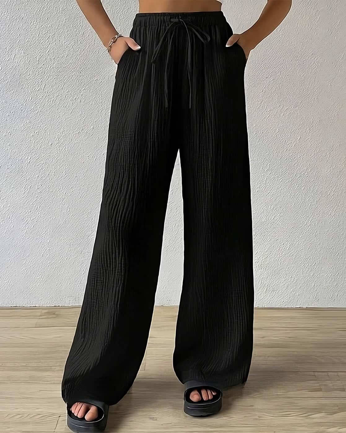 Qyaas Women Lycra Casual Trousers ( Black ) - Trousers | Buy online on ZillyBuy