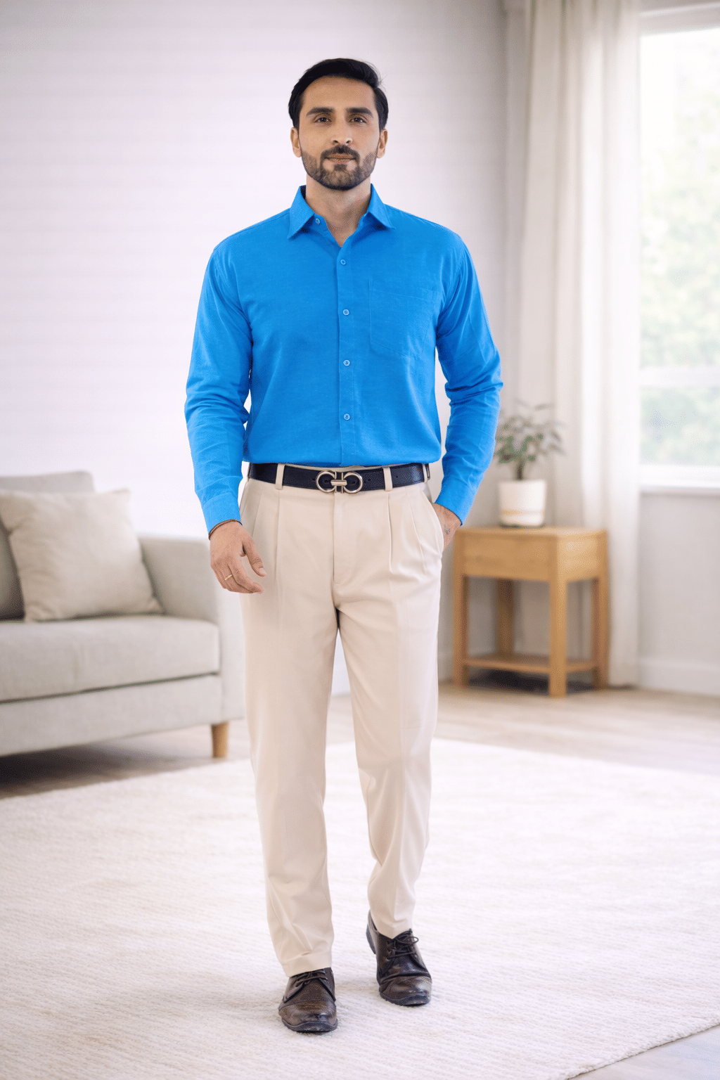 DESHBANDHU DBK 100% Cotton Regular Fit Solids Full Sleeves Men's Casual Shirt - Blue ( Pack of 1 )