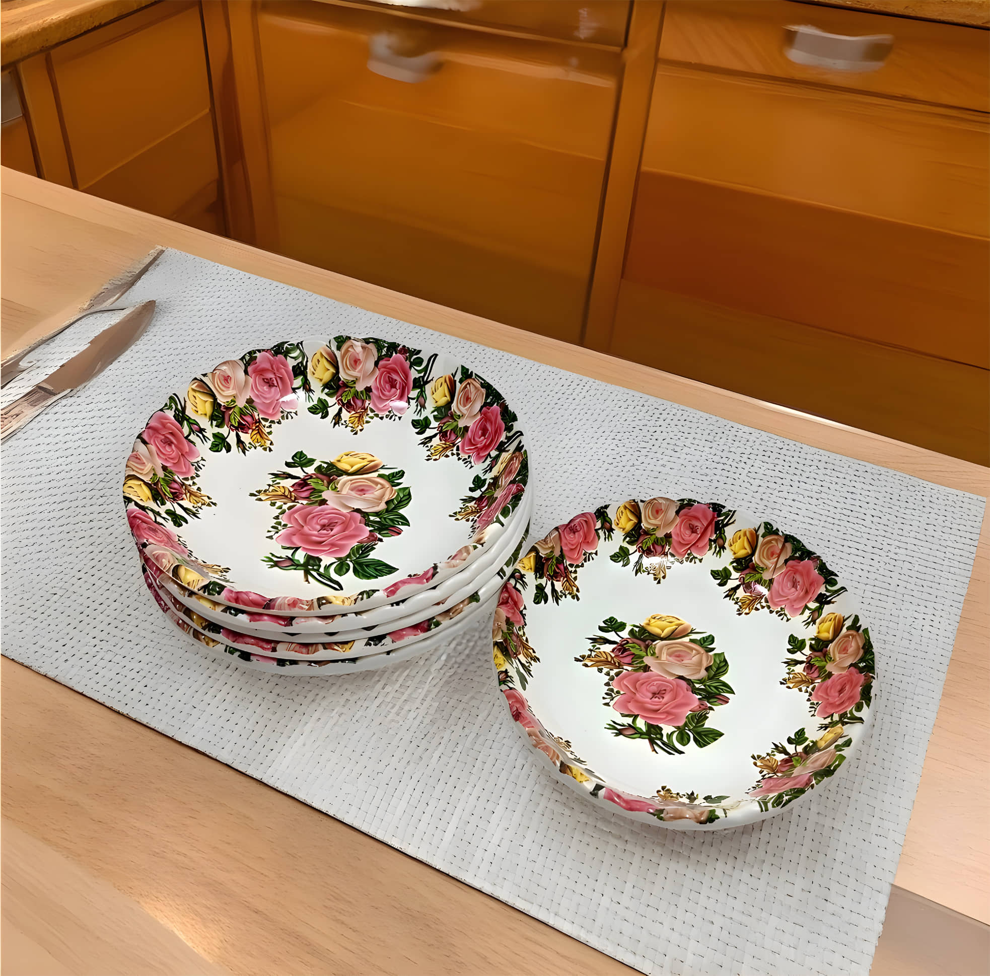 Inpro 6 Pcs Melamine Multi Color Quarter Plate