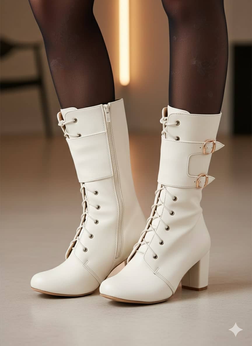 Sir Corbett White Women's Mid Calf Length Boots