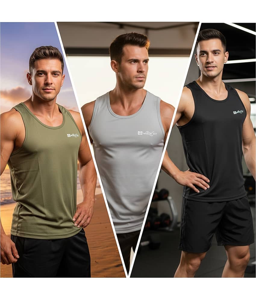 WHEY FIT Pack of 3 Polyester Gym Vest For Men ( Multicolor ) - Nightwear & Loungewear | Buy online on ZillyBuy