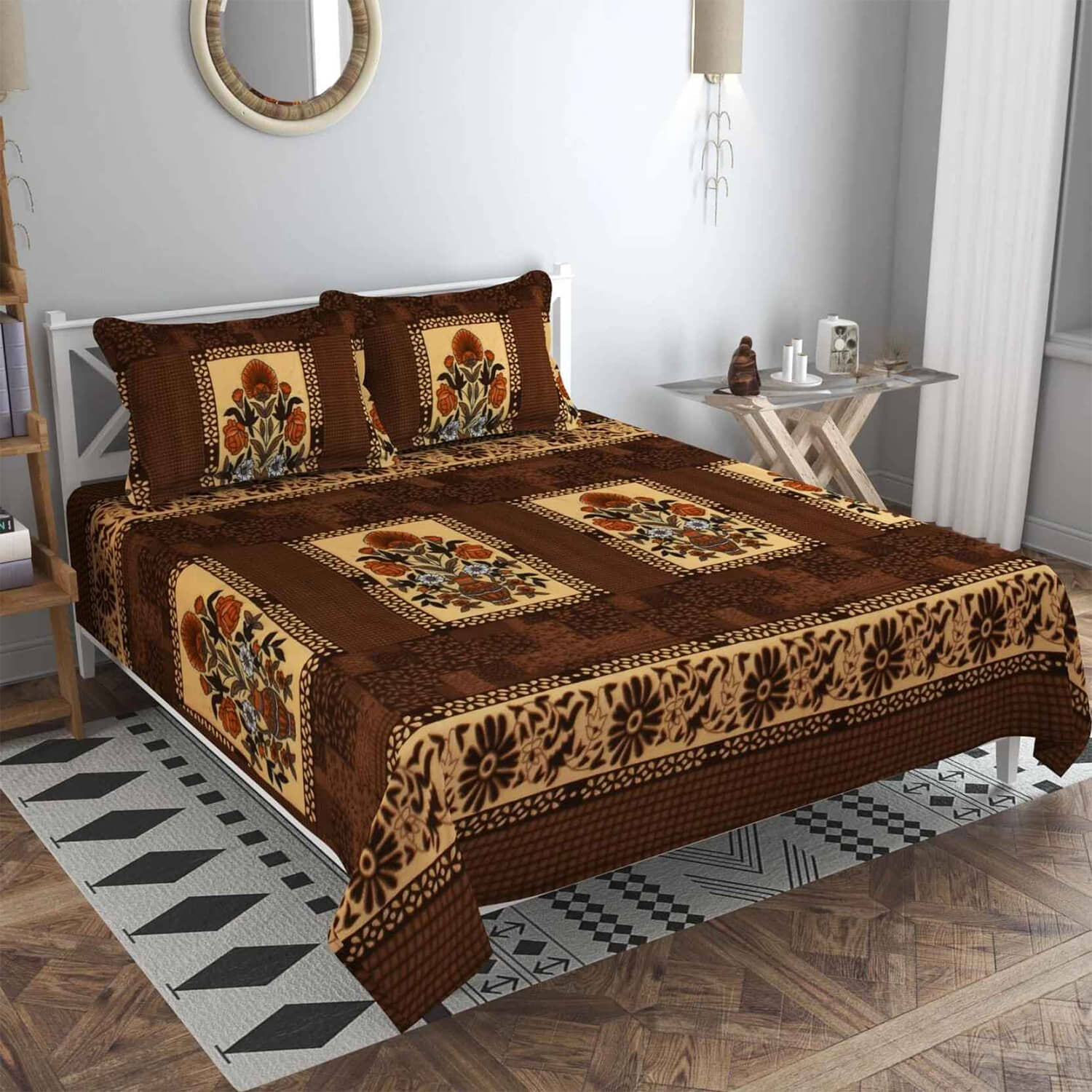 Wholesale india Multicolor Fleece 1 Double Bedsheet with 2 Pillow Covers ( 225 cm x 225 cm )