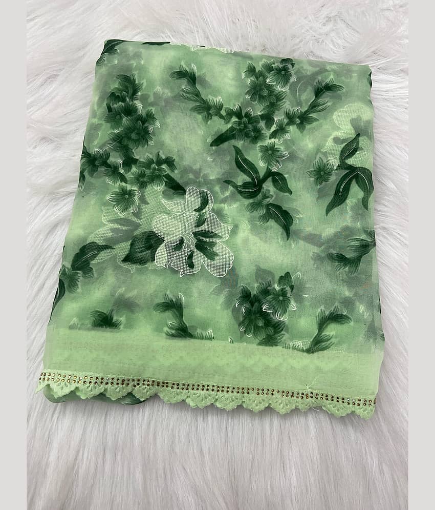 BHAVIKA SILK MILLS Georgette Printed Regular Saree With Stitched Blouse ( green ) - Sarees | Buy online on ZillyBuy
