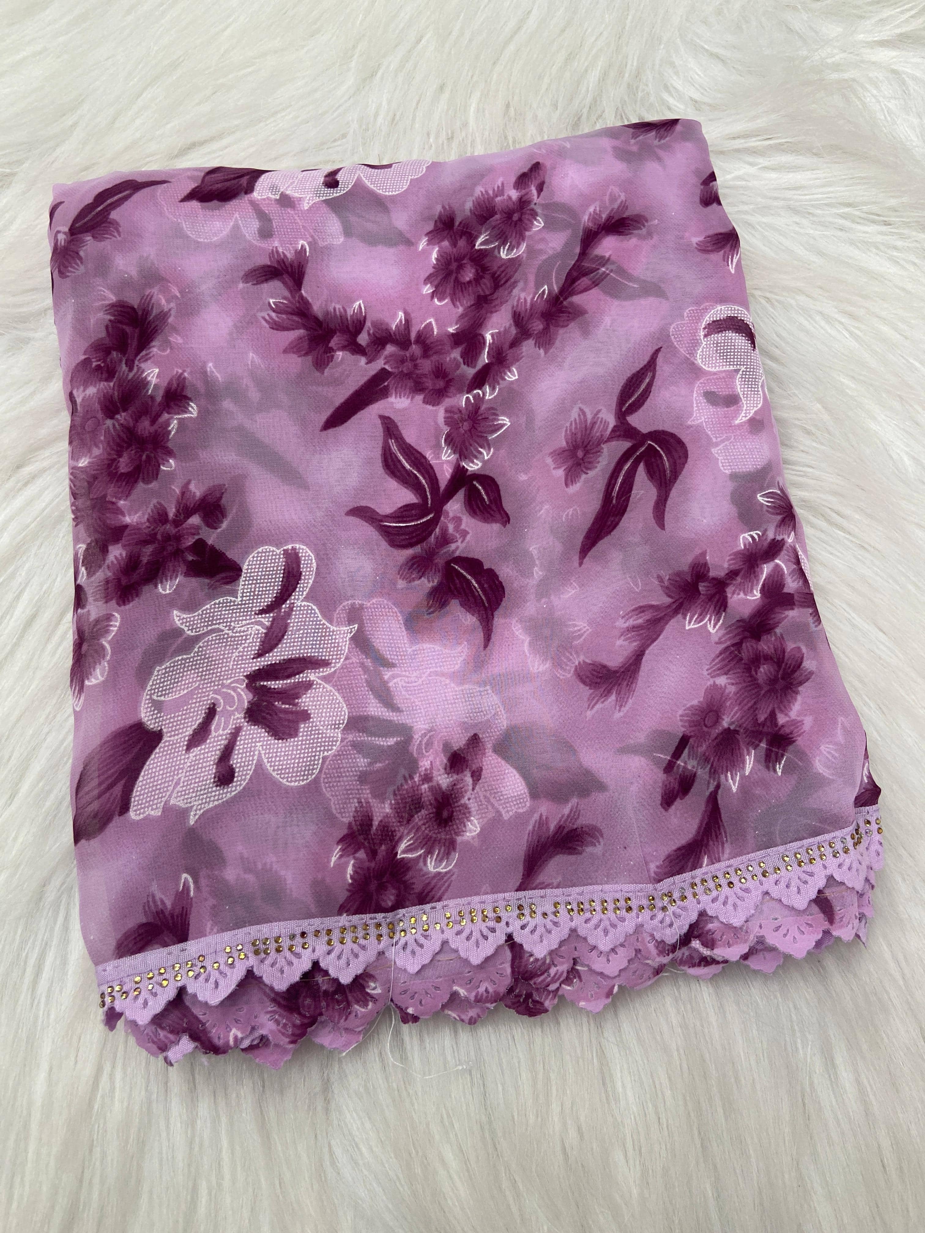 BHAVIKA SILK MILLS Georgette Printed Regular Saree With Stitched Blouse ( wine ) - Sarees | Buy online on ZillyBuy