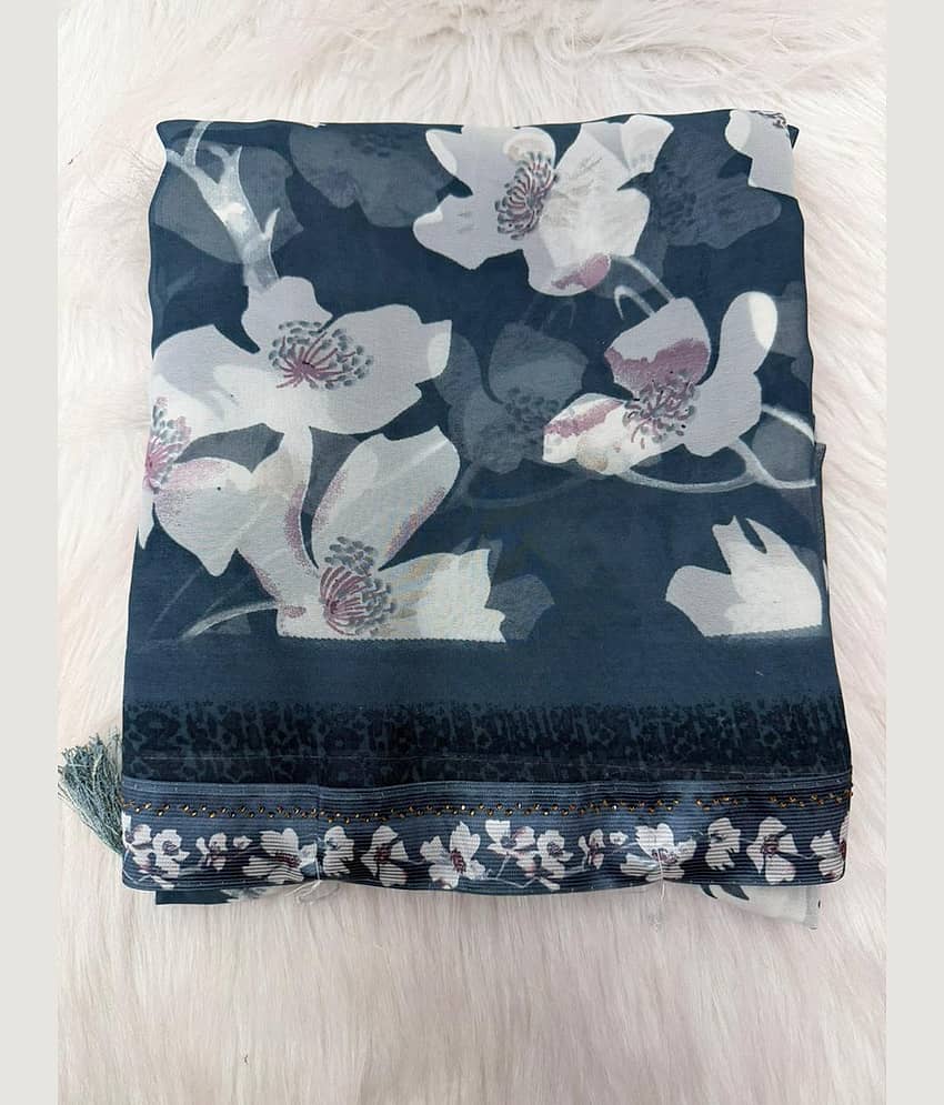 BHAVIKA SILK MILLS Georgette Printed Regular Saree With Stitched Blouse ( rama ) - Sarees | Buy online on ZillyBuy