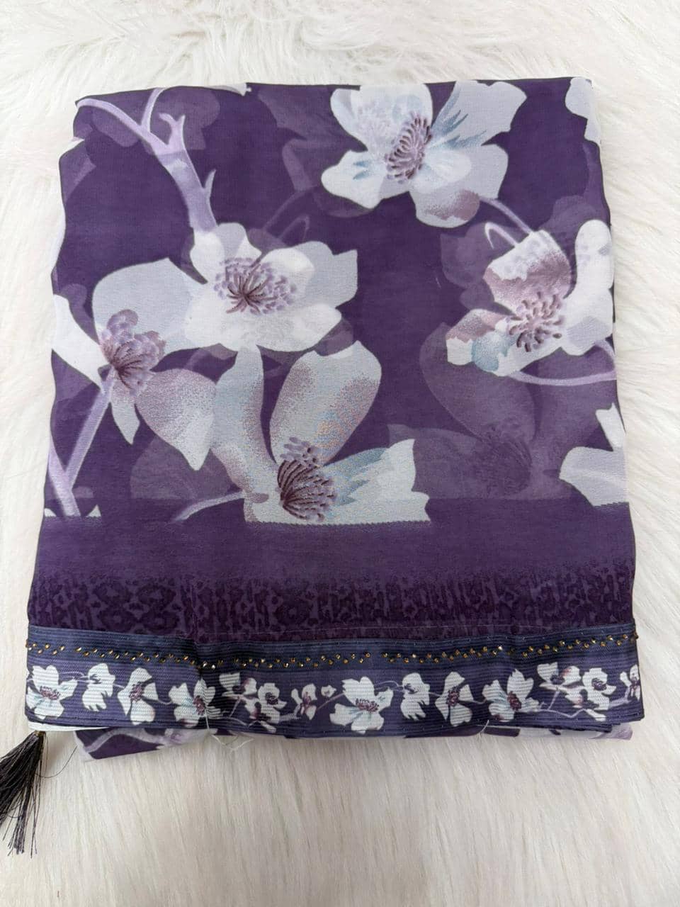 BHAVIKA SILK MILLS Georgette Printed Regular Saree With Stitched Blouse ( purple ) - Sarees | Buy online on ZillyBuy