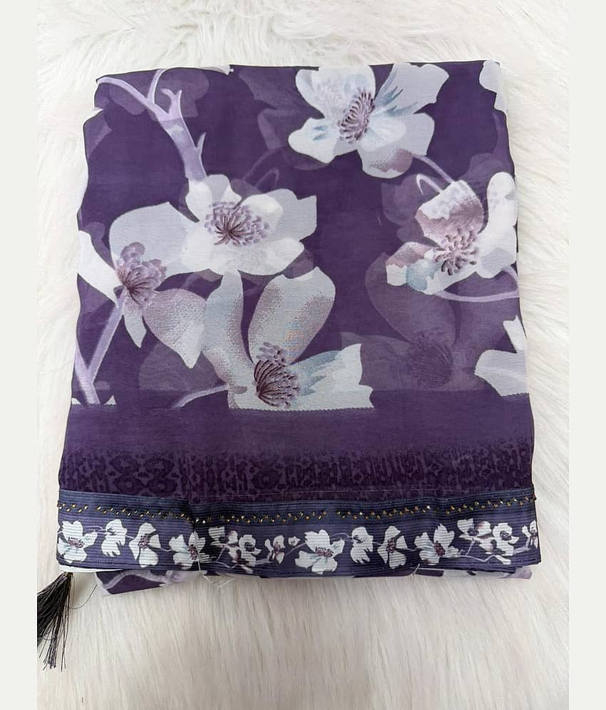 BHAVIKA SILK MILLS Georgette Printed Regular Saree With Stitched Blouse ( purple ) - Sarees | Buy online on ZillyBuy