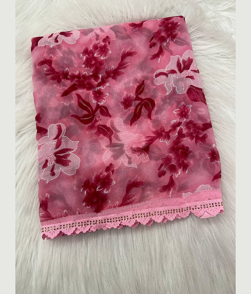 BHAVIKA SILK MILLS Georgette Printed Regular Saree With Stitched Blouse ( pink ) - Sarees | Buy online on ZillyBuy
