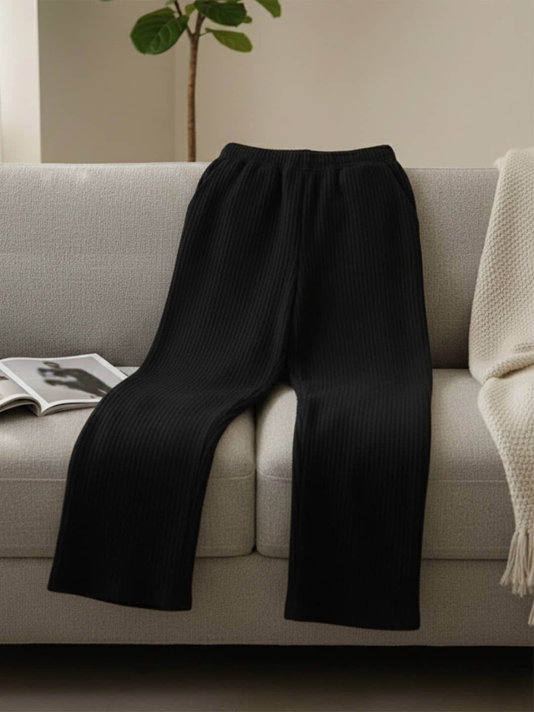 DTR FASHION Women Cotton Blend Wide Leg Trousers ( Beige ) - Trousers | Buy online on ZillyBuy