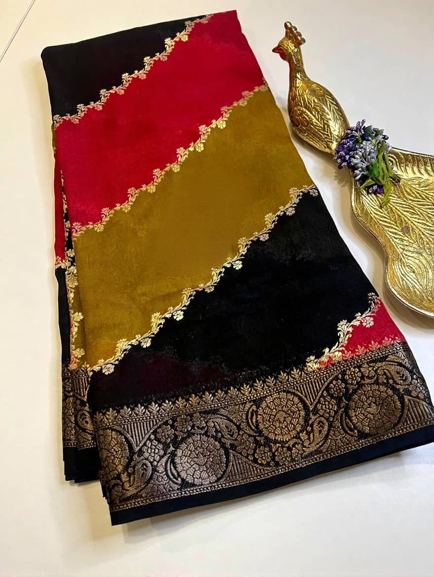 SHRIMORI Silk Embroidered Regular Saree With Unstitched Blouse Piece ( Multicolor ) - Sarees | Buy online on ZillyBuy