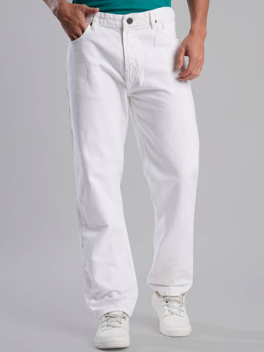 Bene Kleed Relaxed Solid Men's Jeans - White ( Pack of 1 ) - Jeans | Buy online on ZillyBuy