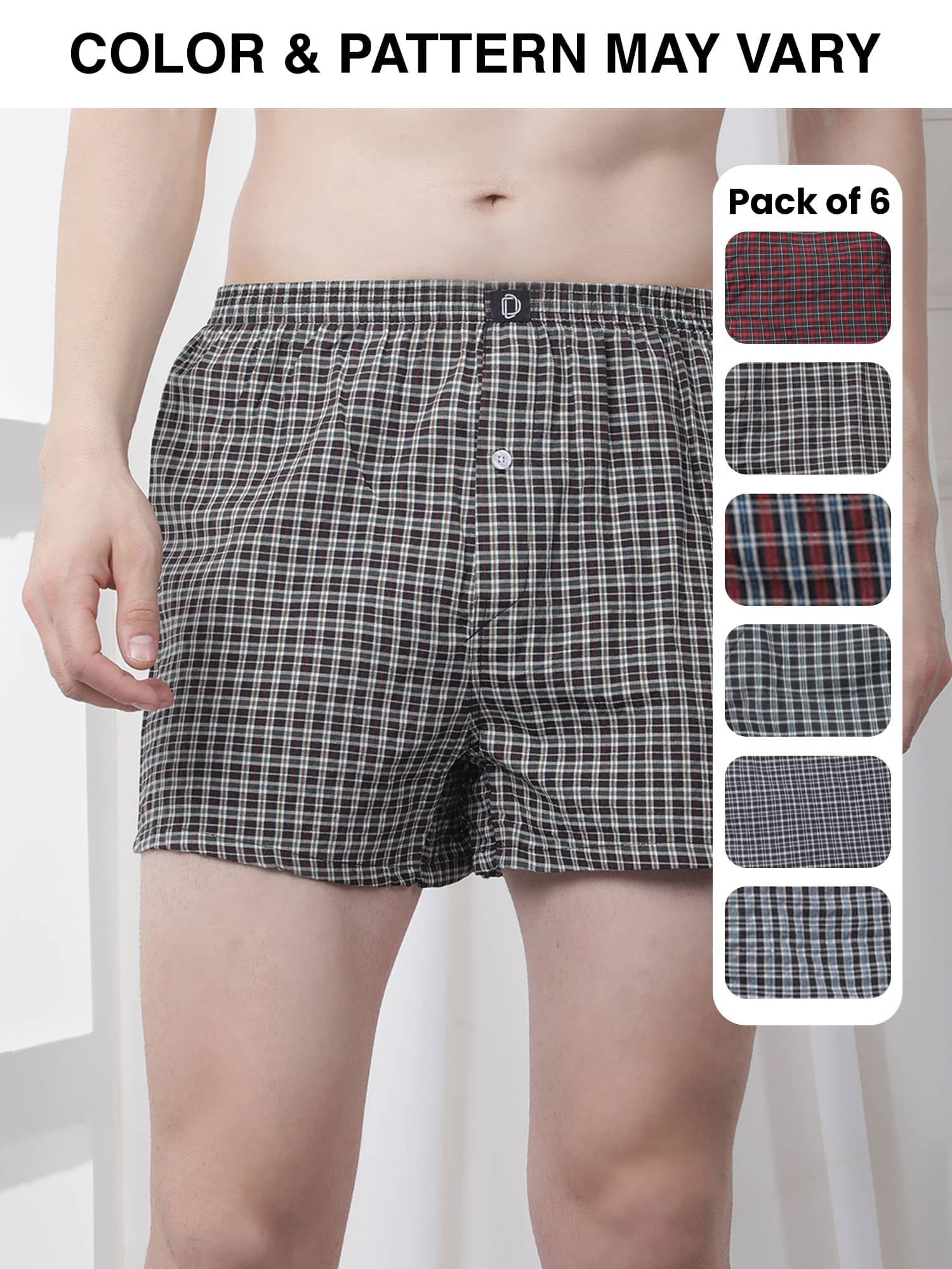 Dollar Pack of 6 Cotton Boxers For Men's ( Assorted 1 )