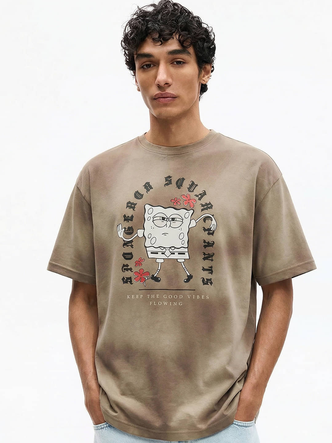 Highlander Men 100% Cotton Oversized Fit Printed T-Shirt ( Brown )