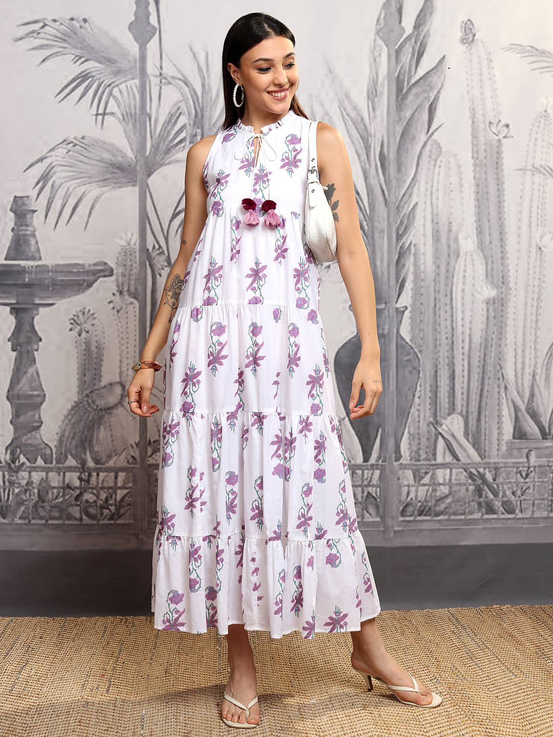 Vishudh Women Cotton Maxi ( White )