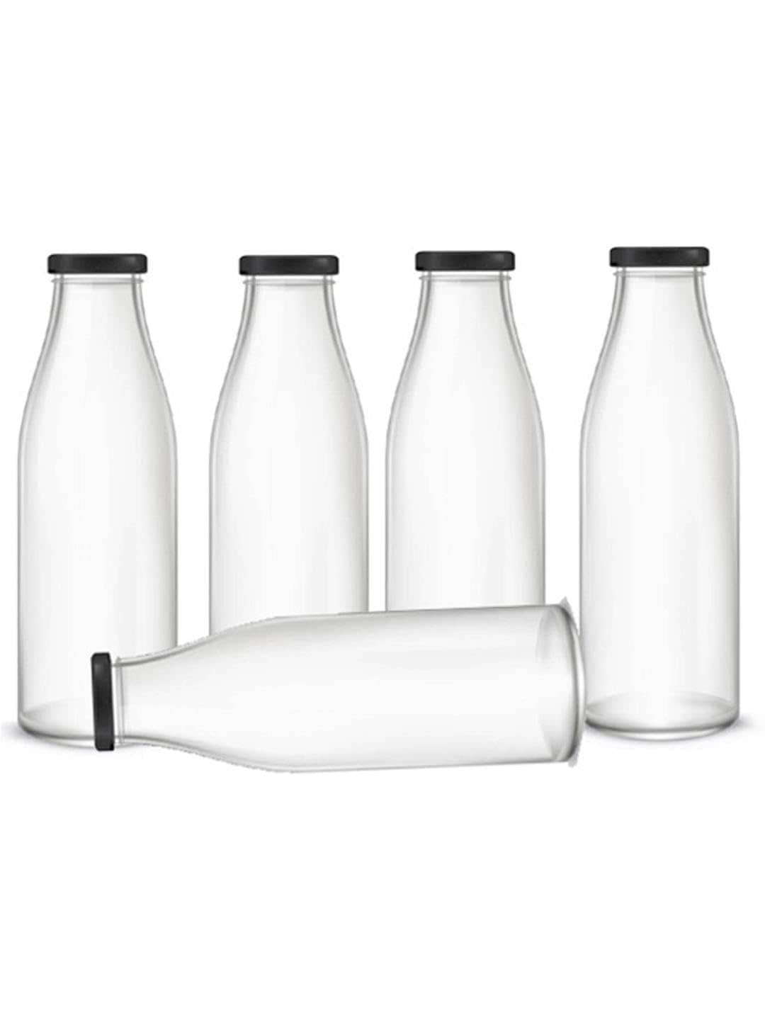 AFAST Clear Glass Storage Bottle With Metal Lid Transparent Glass Water Bottle 1000 mL ( Set of 5 )