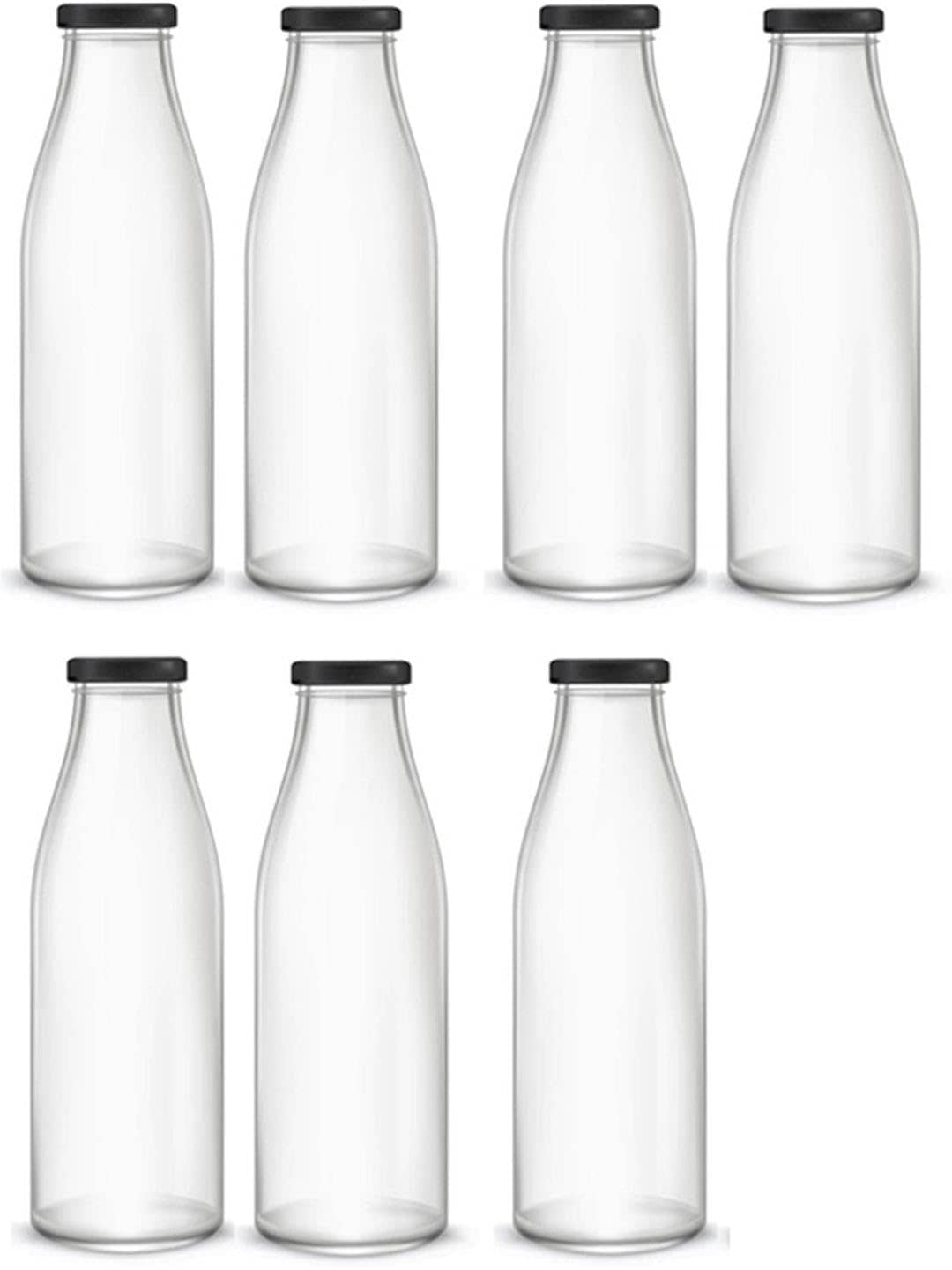 AFAST Clear Glass Storage Bottle With Metal Lid Transparent Glass Water Bottle 1000 mL ( Set of 7 )