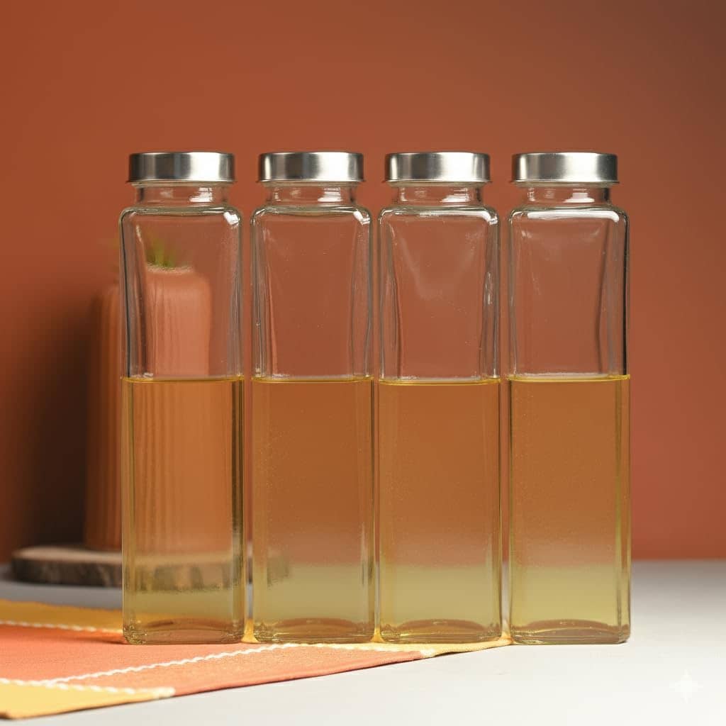 AFAST Clear Glass Storage Bottle With Metal Lid Transparent Glass Water Bottle 750 mL ( Set of 4 )